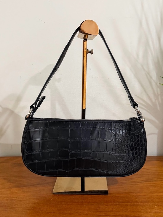 Urban Outfitters Handbags - Urban Outfitters Black Vegan Leather Croc Mini Shoulder Bag Small Purse